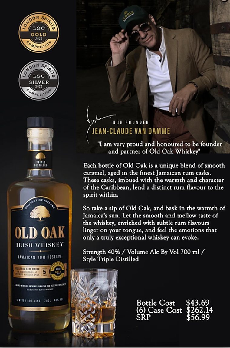 Old Oak Irish Whiskey Jamaican Rum Reserve · Triple Distilled