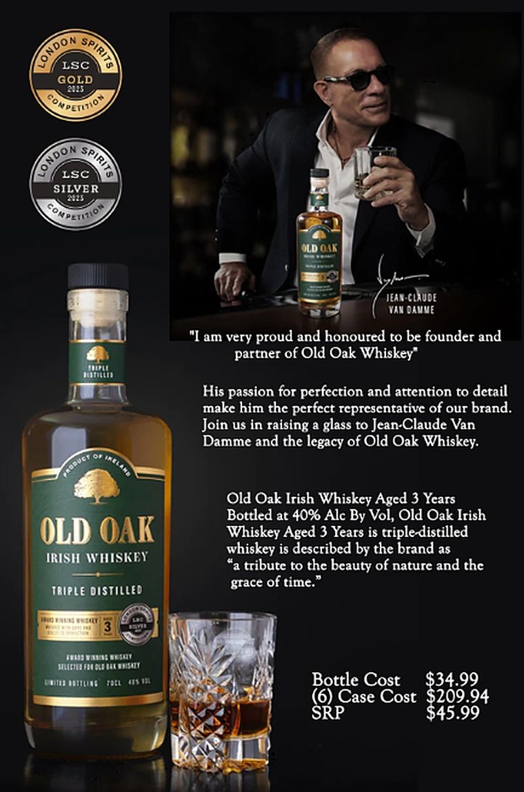 Old Oak Irish Whiskey Aged 3 Years · Triple Distilled