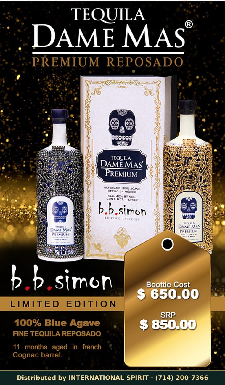 Tequila Dame Más × b.b.simon Premium Reposado · Limited Edition Gold