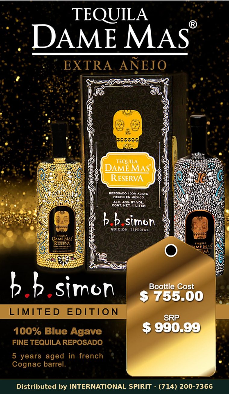 Tequila Dame Más × b.b.simon Reserva Extra Añejo · Limited Edition Gold
